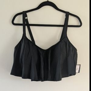 Black flounce bikini top